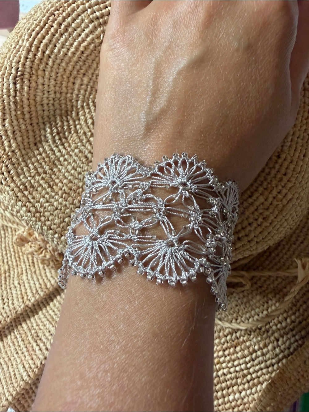 The Fairest of Them All Handmade Silk Crocheted Beaded Bracelet Fairycore Boho
